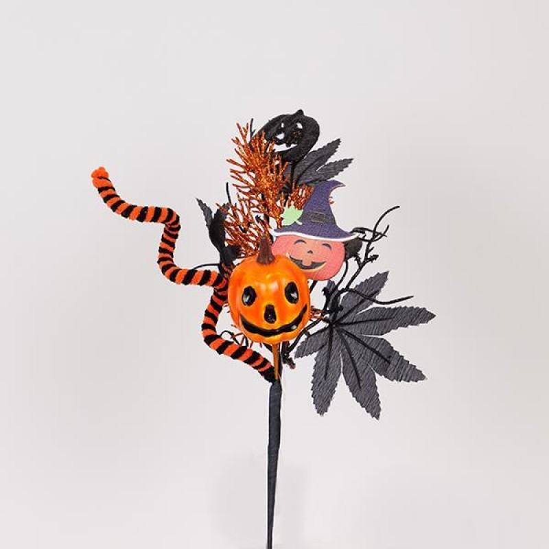 Διακοσμητικό κλαδί Halloween με κολοκύθα σετ έξι τεμαχίων 34 εκ