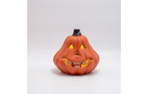 Διακοσμητική κολοκύθα Halloween σε πορτοκαλί απόχρωση με ενσωματωμένο φωτισμό 16x14x15 εκ