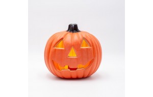 Διακοσμητική κολοκύθα Halloween σε πορτοκαλί απόχρωση με ενσωματωμένο φωτισμό 20x15x19 εκ