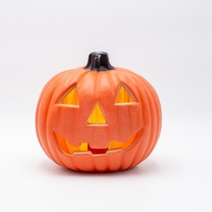 Διακοσμητική κολοκύθα Halloween σε πορτοκαλί απόχρωση με ενσωματωμένο φωτισμό 20x15x19 εκ