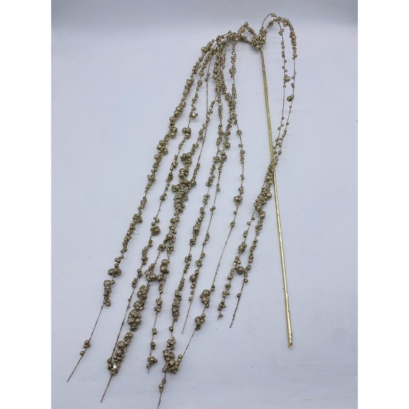 ΤΕΧΝΗΤΟ ΚΛΑΔΙ ΚΡΕΜΑΣΤΟ FOAM BEADS 128CM CHAMPAGNE