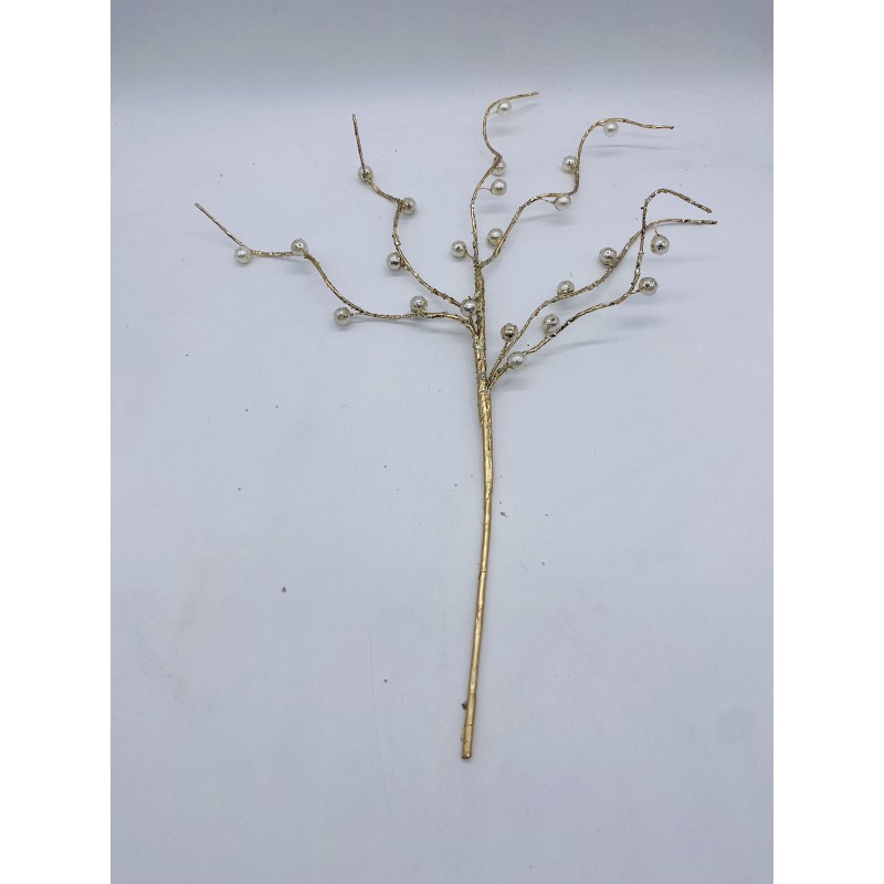 τεχνητο κλαδι white pearls 45cm champagne