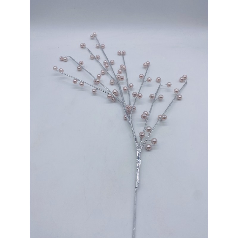 τεχνητο κλαδι pink pearls 78cm silver