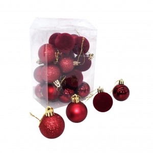 Χριστουγεννιάτικες μπάλες σε κόκκινη απόχρωση με τέσσερα σχέδια ματ, γυαλιστερή, βελούδινη και με glitter σετ 24 τεμαχίων 4 εκ