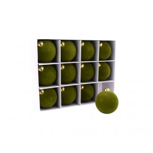 Χριστουγεννιάτικη μπάλα με βελούδινη επένδυση σε λαδί απόχρωση σετ δώδεκα τεμαχίων 6 εκ