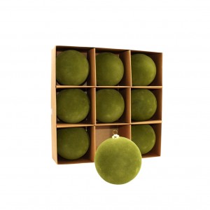 Χριστουγεννιάτικη μπάλα με βελούδινη επένδυση σε λαδί απόχρωση σετ εννέα τεμαχίων 10 εκ