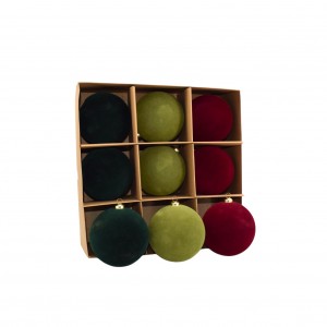 Χριστουγεννιάτικη μπάλα με βελούδινη επένδυση σε αποχρώσεις πράσινη λαδί και κόκκινη σετ εννέα τεμαχίων 10 εκ Χριστουγεννιάτικη μπάλα με βελούδινη επένδυση σε αποχρώσεις πράσινη λαδί και κόκκινη σετ εννέα τεμαχίων 10 εκ