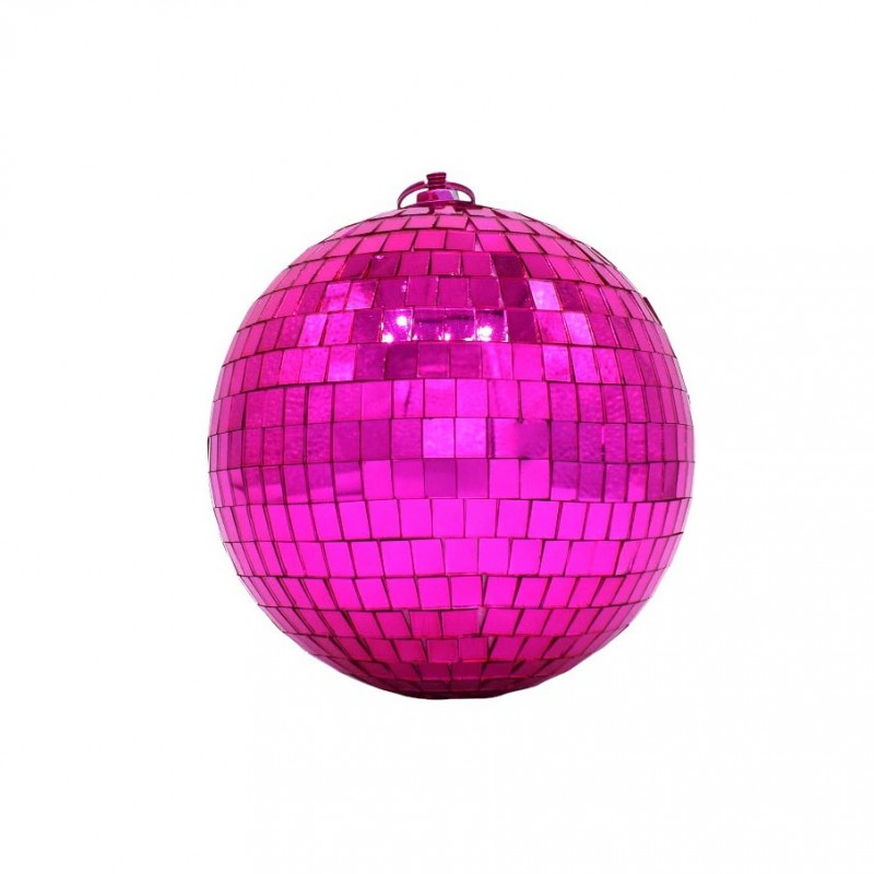 Disco χριστουγεννιάτικη μπάλα σε φούξια απόχρωση σετ δύο τεμαχίων 15 εκ