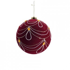 Royal Crystal χριστουγεννιάτικη μπάλα με βελούδινη επένδυση σε κόκκινο χρώμα και διακόσμηση 15 εκ