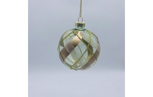 μπαλα γυαλινη stripes pattern 8cm rose gold