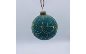 μπαλα γυαλινη golden pattern 8cm velvet mint