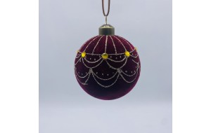 μπαλα γυαλινη golden pattern 8cm velvet purple