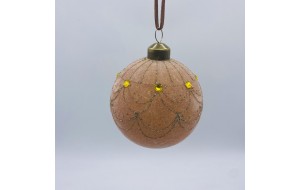 μπαλα γυαλινη golden pattern 8cm velvet pink