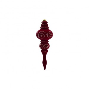 Χριστουγεννιάτικο στολίδι σταλακτίτης σε κόκκινη απόχρωση με ασημί διακόσμηση 13x33 εκ Χριστουγεννιάτικο στολίδι σταλακτίτης σε κόκκινη απόχρωση με ασημί διακόσμηση 13x33 εκ