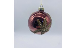 μπαλα γυαλινη poinsettia 8cm velvet pink shinny