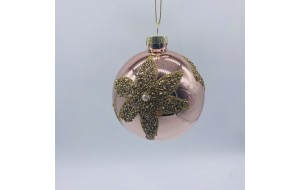 μπαλα γυαλινη poinsettia 8cm velvet pink transparent
