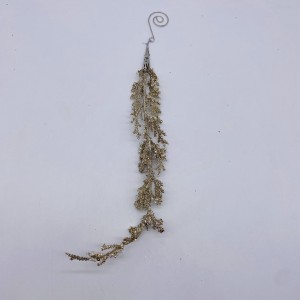 Χριστουγεννιάτικο στολίδι με φύλλα σε σαμπανί απόχρωση σετ τεσσάρων τεμαχίων 25 εκ