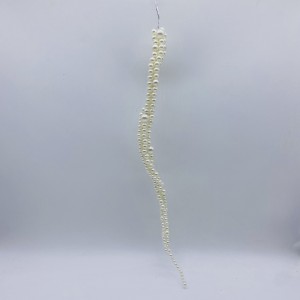 Χριστουγεννιάτικο στολίδι σταλακτίτης με πέρλες σε λευκό χρώμα σετ δύο τεμαχίων 40 εκ