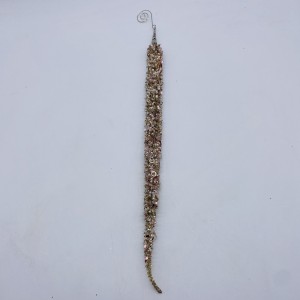 Χριστουγεννιάτικο στολίδι σταλακτίτης με πέρλες και κρυσταλλάκια σε σαμπανί απόχρωση σετ τεσσάρων τεμαχίων 26 εκ