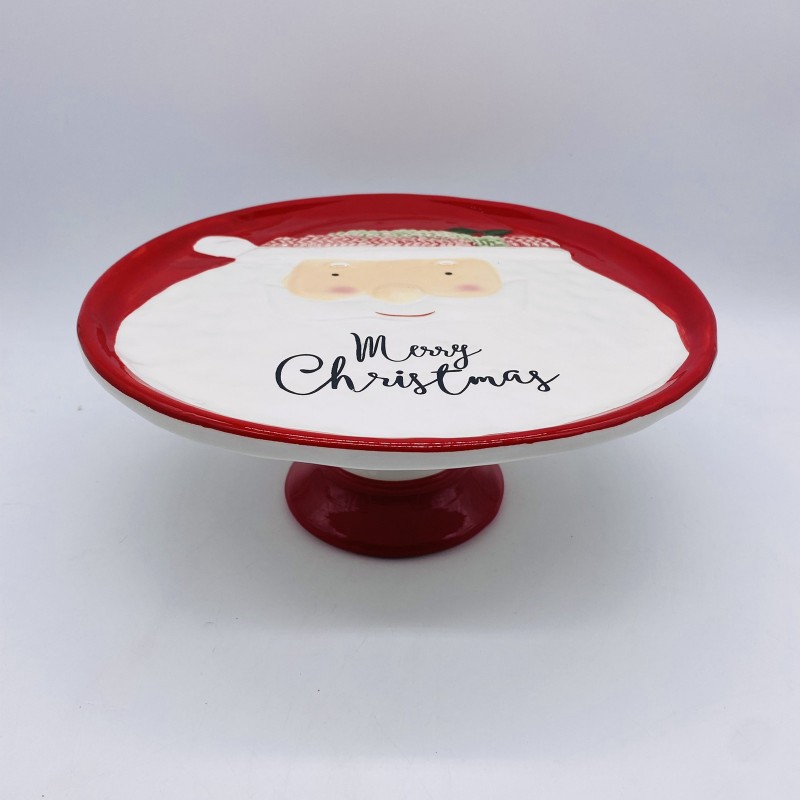 Χριστουγεννιάτικη κεραμική βάση παρουσίασης με φιγούρα Άγιου Βασίλη 26x11 εκ