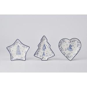 Χριστουγεννιάτικες πιατέλες με τρία σχέδια και σχήματα αστέρι δέντρο καρδία σετ τριών τεμαχίων 