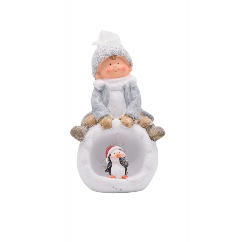 αγορακι κεραμικο σε χιονομπαλα 15.5*13*27cm white/pink