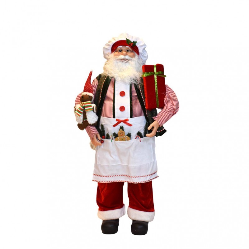 GINGER SANTA CHEF 90CM RED/GREEN/WHITE