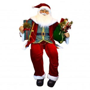 Χριστουγεννιάτικη φιγούρα καθιστού Άγιου Βασίλη σε κόκκινη απόχρωση με δώρα 150 εκ Χριστουγεννιάτικη φιγούρα καθιστού Άγιου Βασίλη σε κόκκινη απόχρωση με δώρα 150 εκ