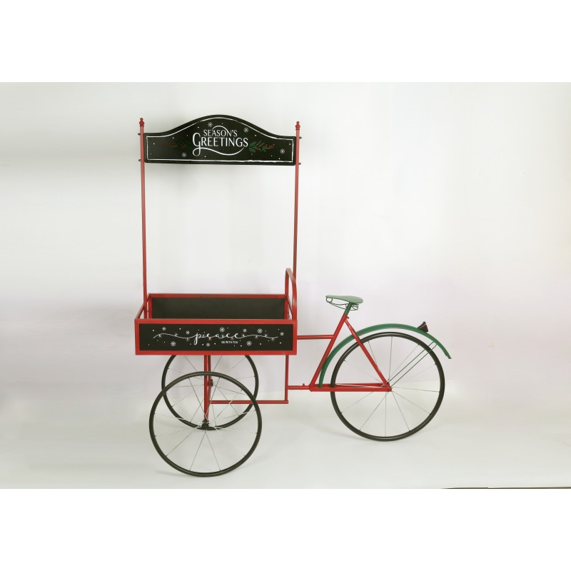 Χριστουγεννιάτικος πάγκος ποδήλατο μεταλλικό με επιγραφή Season's Greetings 165x67x168 εκ