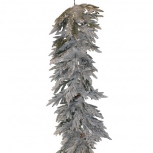 Medium Leaves χριστουγεννιάτικη γιρλάντα με πράσινα χιονισμένα φύλλα full plastic 200 εκ
