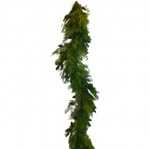 Soft Cypress χριστουγεννιάτικη γιρλάντα σε πράσινη απόχρωση με φύλωμμα full plastic 200 εκ