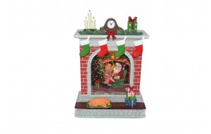 Santa`s Fireplace χριστουγεννιάτικο διακοσμητικό τζάκι με σκηνικό και ενσωματωμένο φωτισμό και μουσική usb 18x10x26 εκ