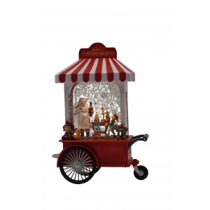 Santa's Trolley χριστουγεννιάτικο διακοσμητικό τρόλεϊ με σκηνικό και ενσωματωμένο φωτισμό και μουσική 16x9x27 εκ 