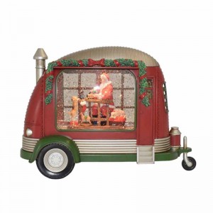 Santa's Caravan χριστουγεννιάτικο διακοσμητικό τροχόσπιτο με σκηνικό και ενσωματωμένο φωτισμό και μουσική 27x11x19 εκ