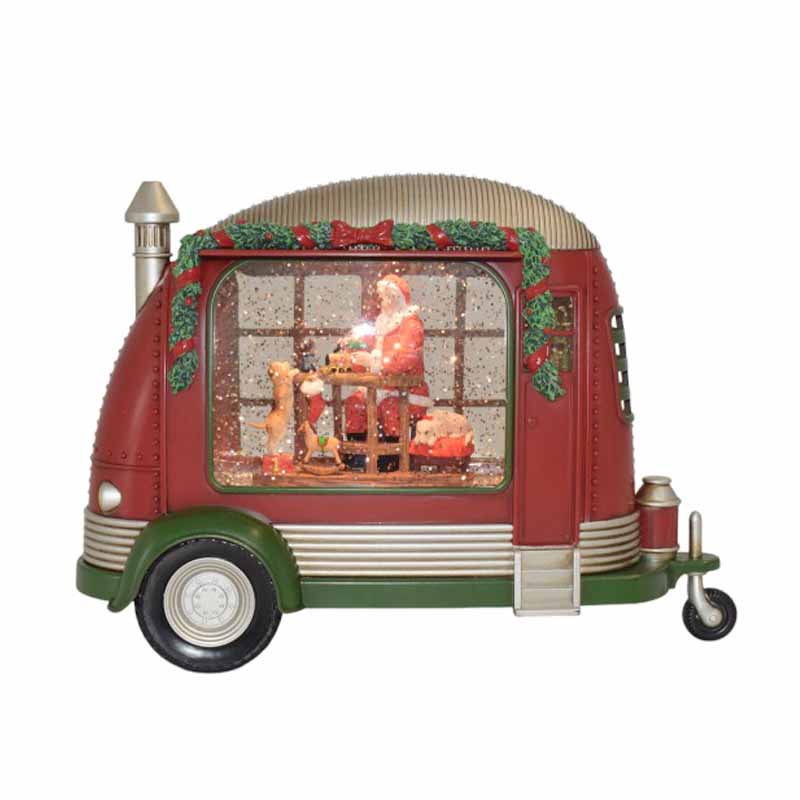 Santa's Caravan χριστουγεννιάτικο διακοσμητικό τροχόσπιτο με σκηνικό και ενσωματωμένο φωτισμό και μουσική usb 27x11x19 εκ