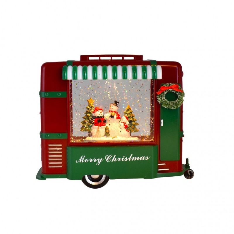 Santa's Canteen χριστουγεννιάτικο διακοσμητικό με σκηνικό χιονανθρώπους και ενσωματωμένο φωτισμό και μουσική 24x9x19 εκ
