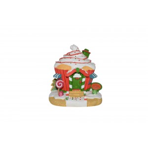 Χριστουγεννιάτικο διακοσμητικό cupcake σπιτάκι με ενσωματωμένο φωτισμό 12x12 εκ