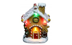 ΧΡ.ΠΑΡΑΣΤΑΣΗ GINGER BREAD HOUSE  10*9.5*13CM LED LIGHT 2*AAA