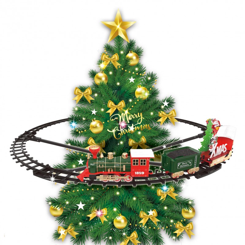 CHRISTMAS TRAIN IN THE TREE 14.5*4*6.5CM / D.274CM MOTION/LIGHT/MUSIC 2AA