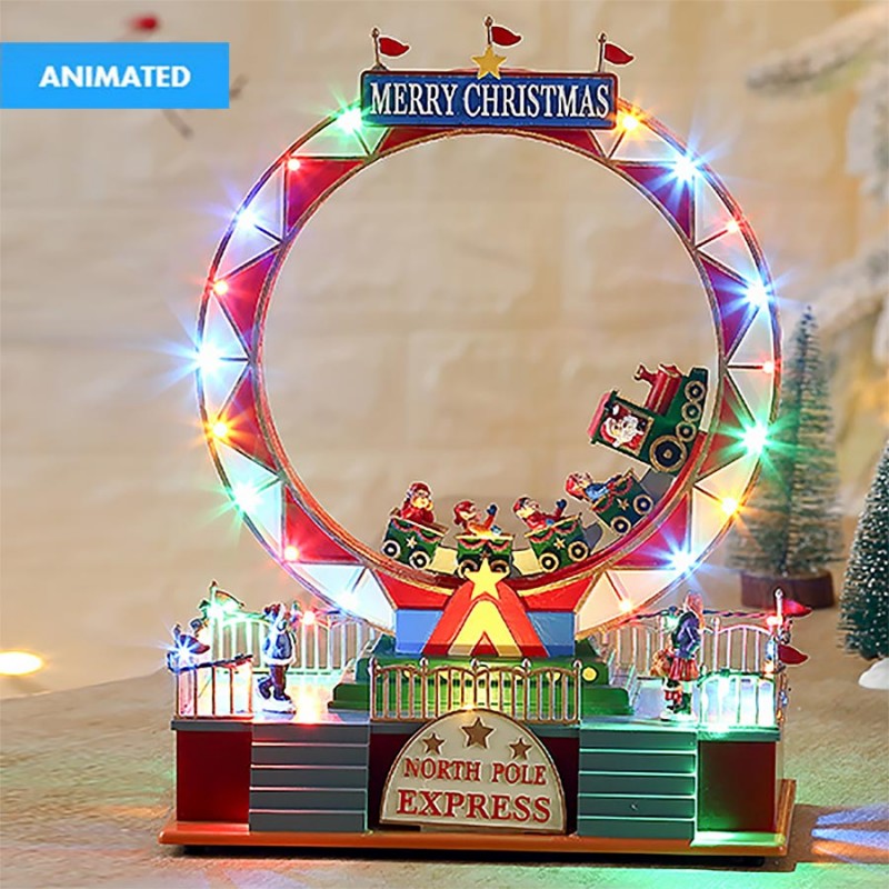 CHRISTMAS LED ROLLER COASTER 24.3*15.7*32.5CM MOTION/LIGHT/MUSIC 3AA