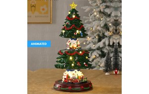 CHRISTMAS LED TREE DOUBLE TRAIN 23.5*23.5*45.5CM MOTION/LIGHT/MUSIC 3AA