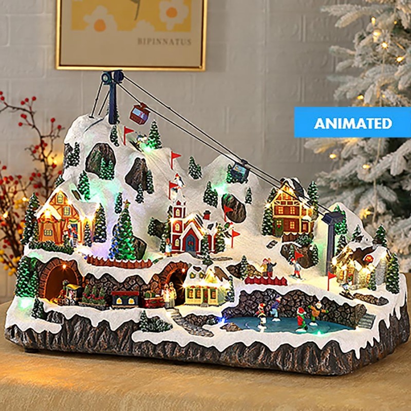 CHRISTMAS LED SNOWY MOUNTAIN 59*36*40CM MOTION/LIGHT/MUSIC ADAPTOR CE