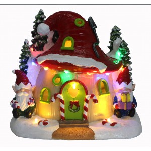 Elf's Home χριστουγεννιάτικο διακοσμητικό σπιτάκι με ενσωματωμένο φωτισμό 18x15x18 εκ