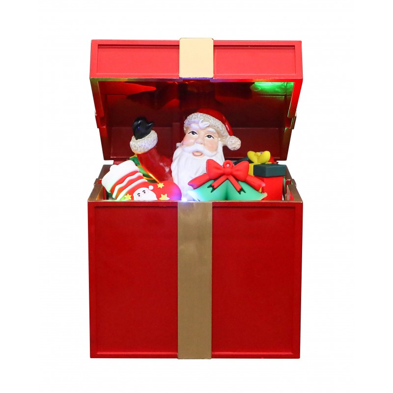 ΧΡ.ΠΑΡΑΣΤΑΣΗ GIFT BOX WITH SANTA 12.5*12.5*20CM LIGHT/MOTION 3*AA