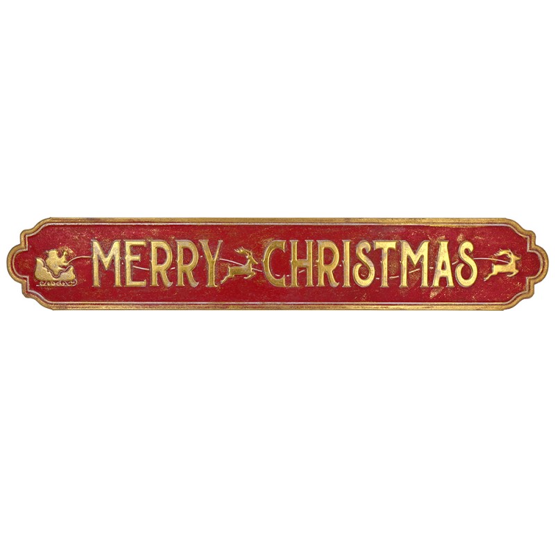 MERRY CHRISTMAS SIGN MINI SLEIGH 108*18.5CM RED/GOLD