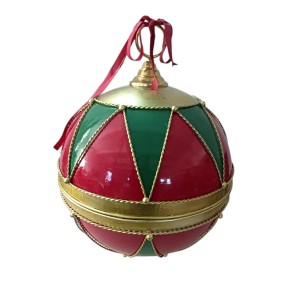 Χριστουγεννιάτικη μεταλλική διακοσμητική μπάλα με ρόμβους σε κόκκινη χρυσή και πράσινη απόχρωση 41x51 εκ