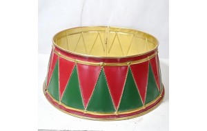 Χριστουγεννιάτικη μεταλλική διακοσμητική βάση δέντρου με ρόμβους σε πράσινη και κόκκινη απόχρωση 58x23 εκ