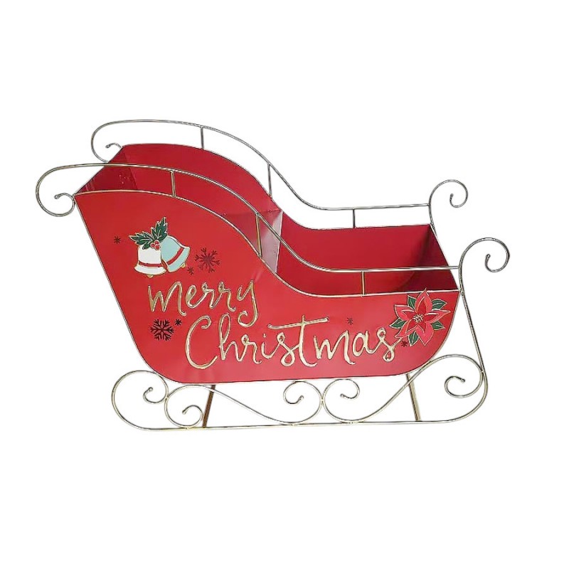 ΕΛΚΗΘΡΟ MERRY CHRISTMAS ΜΕΤΑΛΛΙΚΟ 120x60.5x77.5CM ΚΟΚΚΙΝΟ