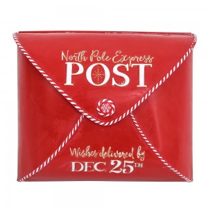 Χριστουγεννιάτικο διακοσμητικό μεταλλικό επιτοίχιο γραμματοκιβώτιο σε κόκκινη απόχρωση 35x13x29 εκ