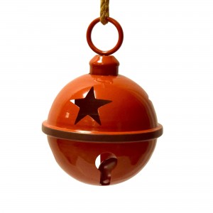 Χριστουγεννιάτικο μεταλλικό κρεμαστό κουδουνάκι σε κόκκινη απόχρωση 18x24 εκ